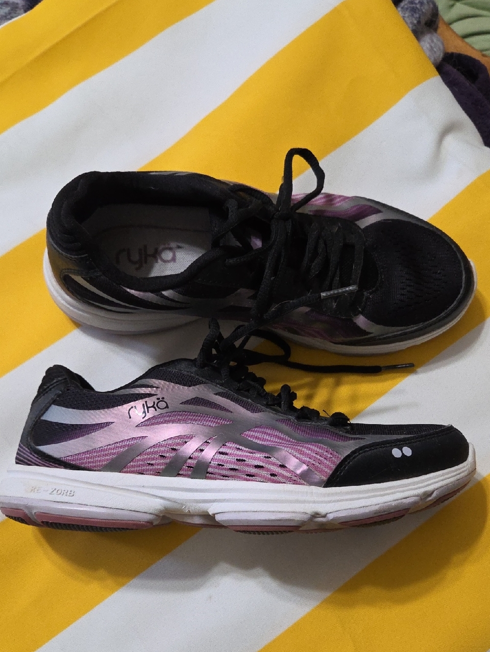 Ryka Devotion +3 Black and Pink Metallic Women's Training Sneakers